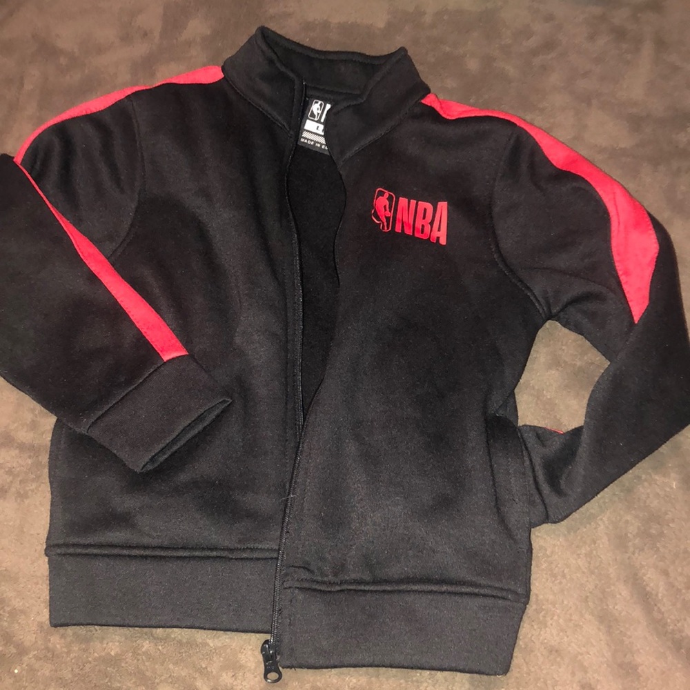 NBA Black and Red Track Jacket with Bold Stripes